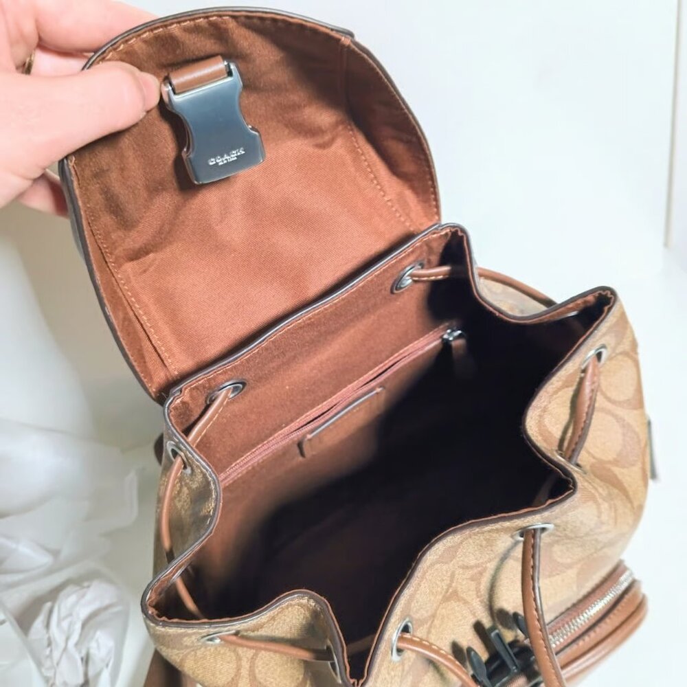 Coach Pace Backpack In Signature Canvas Khaki Saddle CR130 - Picture 9 of 9